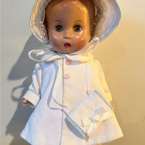 Classic White Baby Doll with Bonnet